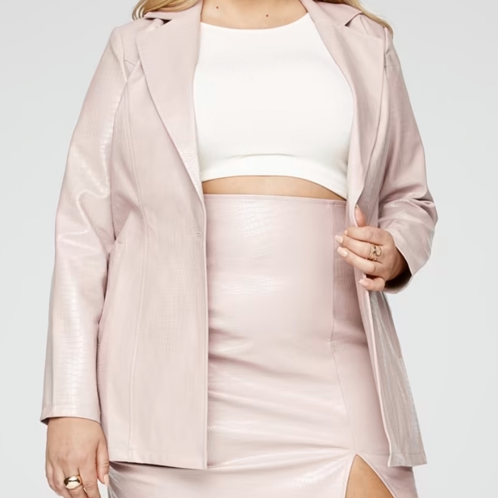 Monet Faux Croc Leather Blazer